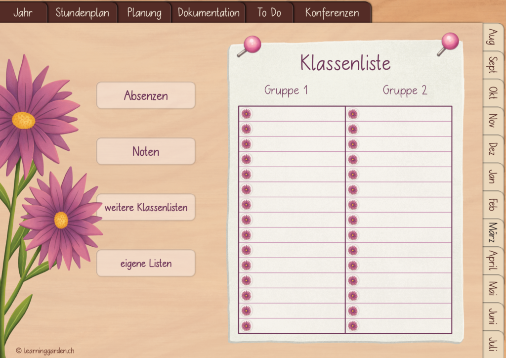 Die Listennavigation hilft dir, alle deine Listen schnell zu finden.