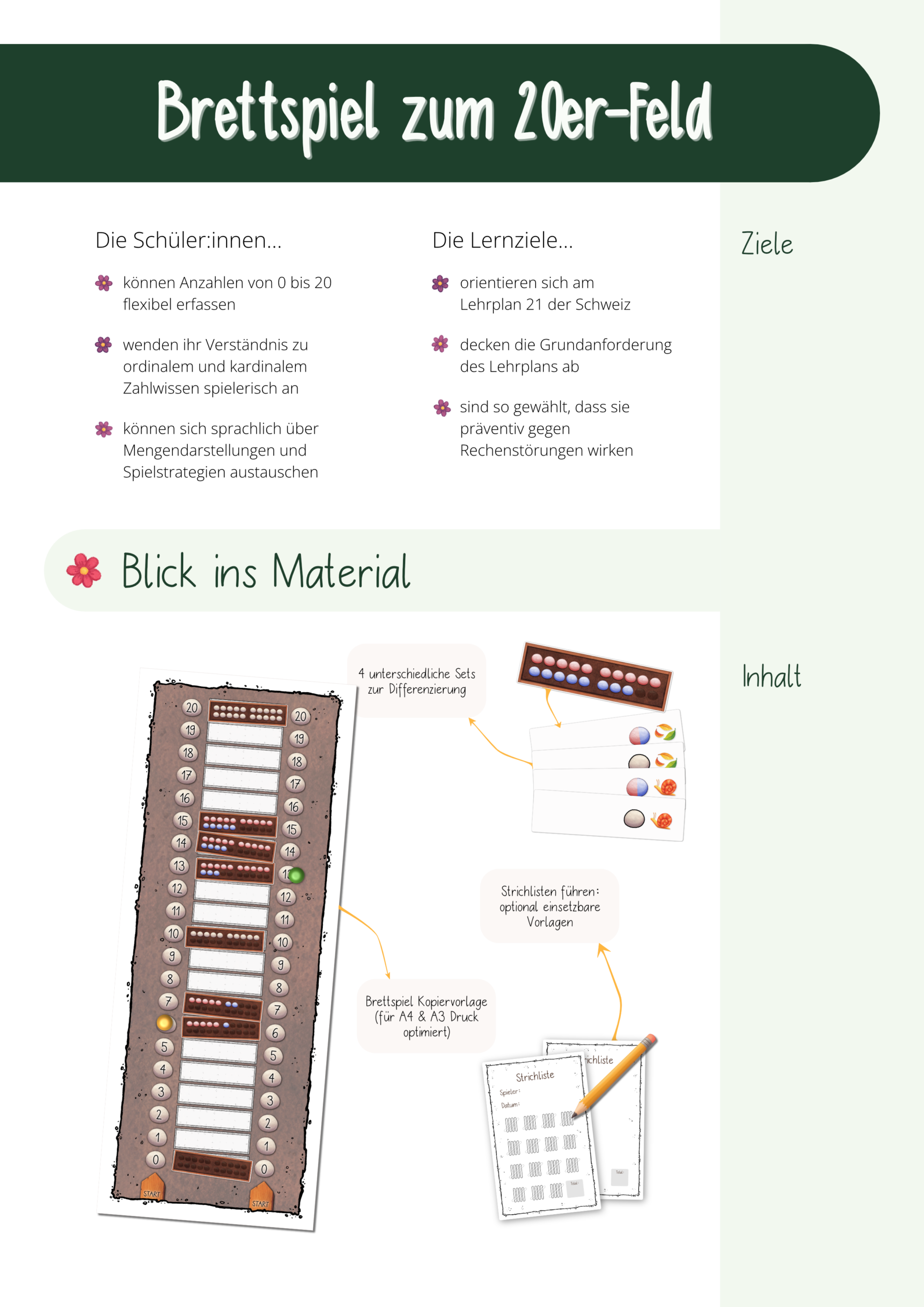 Lernspiel Ziele und Sneak Peak