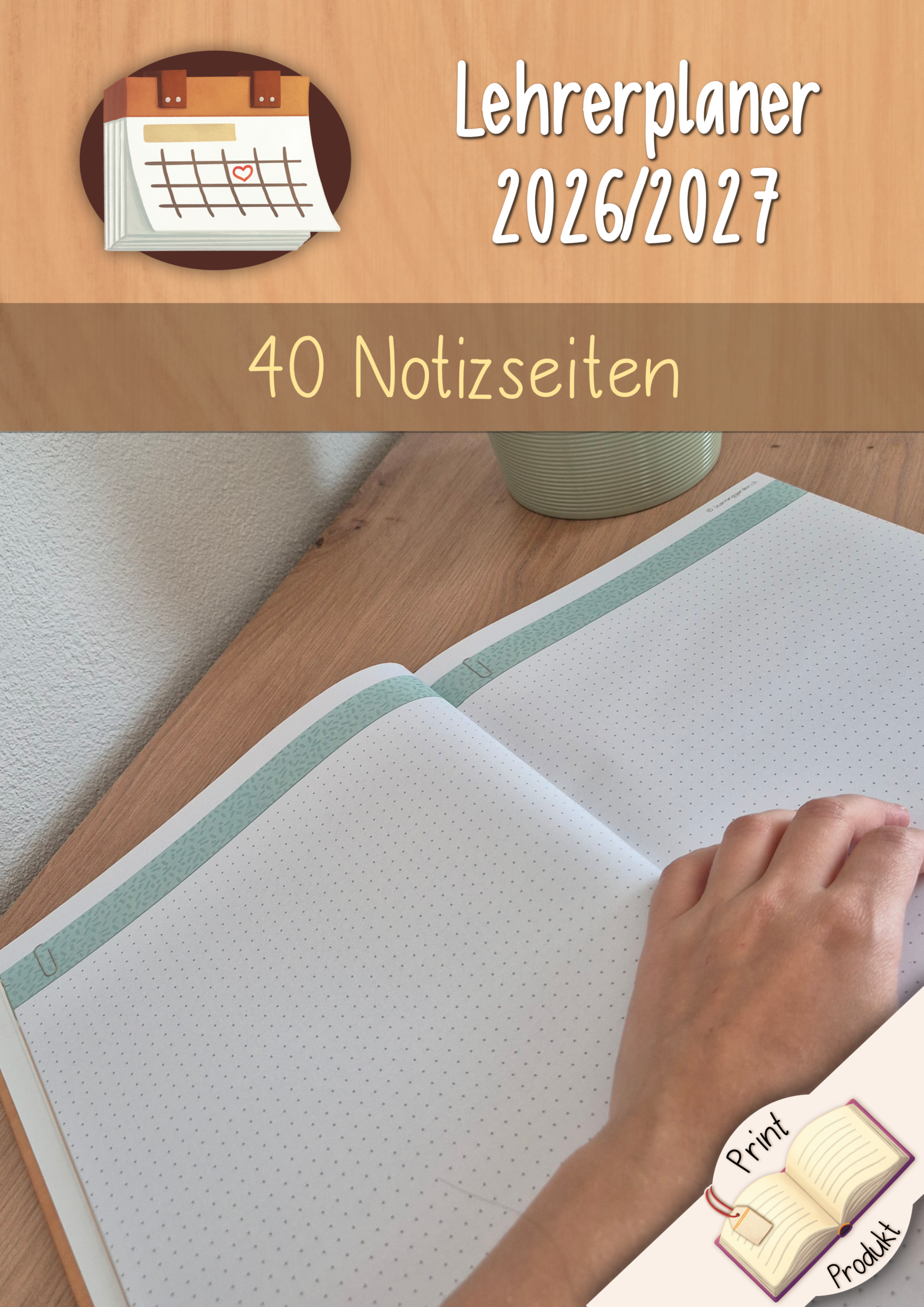 Ansicht einer gepunkteten Notizseite für Journaling im Lehrerplaner 26/27